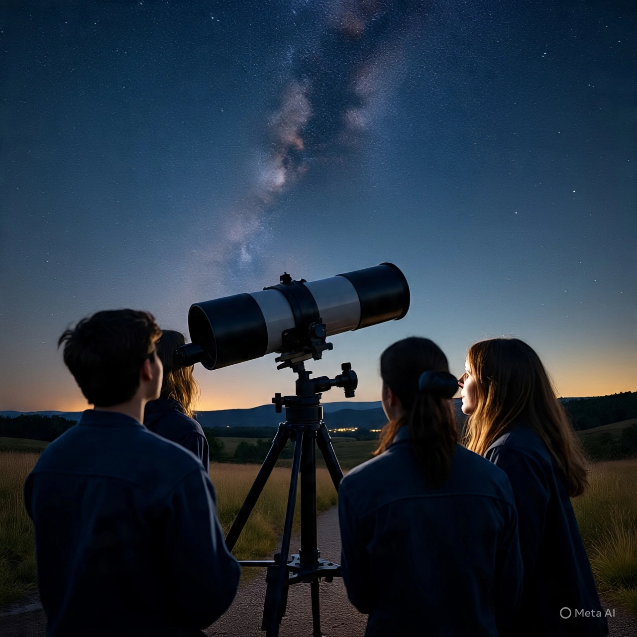 People looking through telescope